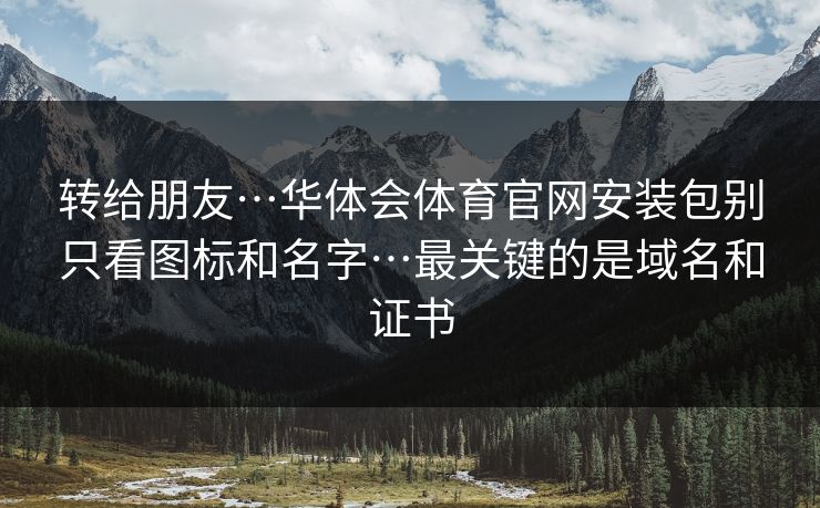 转给朋友…华体会体育官网安装包别只看图标和名字…最关键的是域名和证书