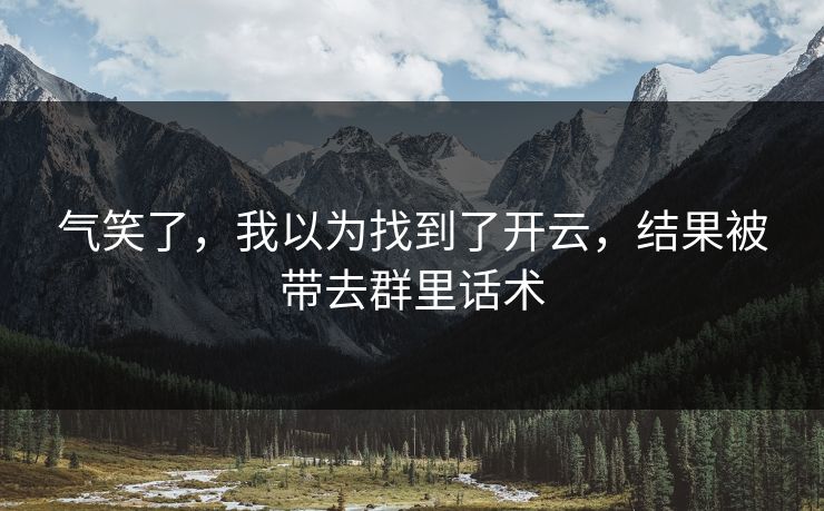 气笑了，我以为找到了开云，结果被带去群里话术