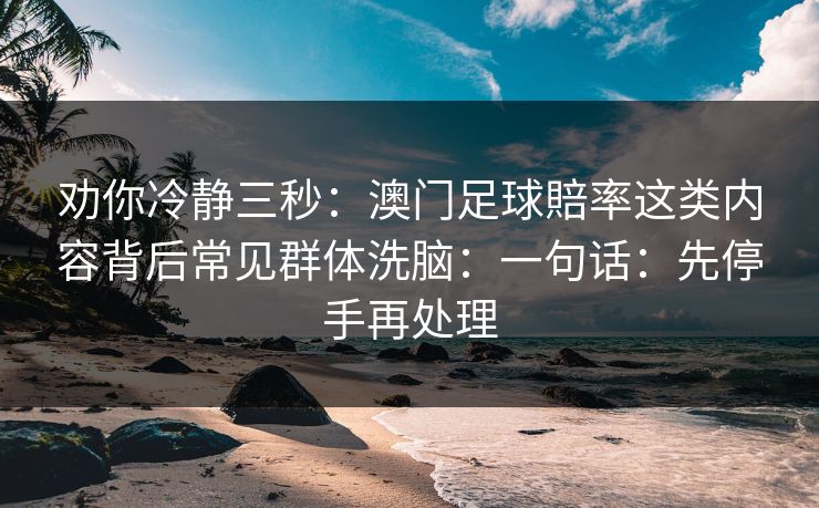 劝你冷静三秒：澳门足球賠率这类内容背后常见群体洗脑：一句话：先停手再处理