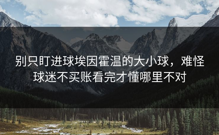 别只盯进球埃因霍温的大小球,难怪球迷不买账看完才懂哪里不对 别只盯进球埃因霍温的大小球,难怪球迷不买账看完才懂哪里不对
