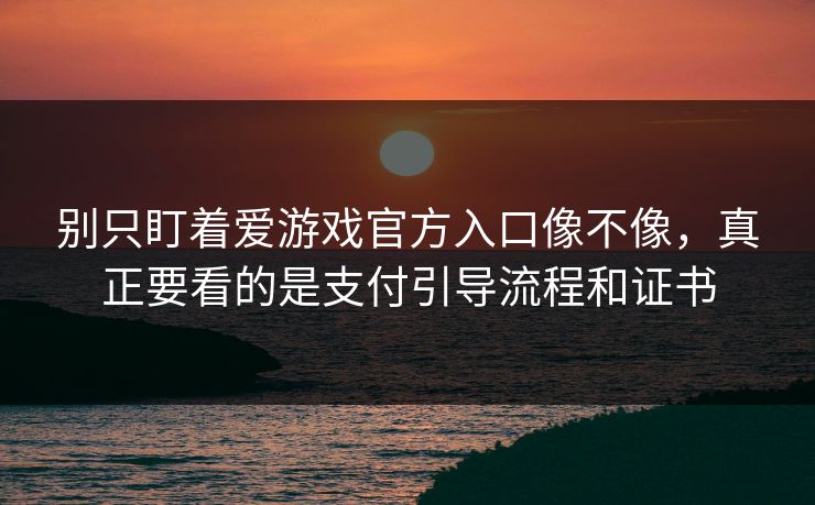 别只盯着爱游戏官方入口像不像,真正要看的是支付引导流程和证书 别只盯着爱游戏官方入口像不像,真正要看的是支付引导流程和证书
